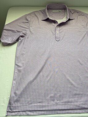 Carnoustie Performance Golf Polo Shirt Purple Check Short Sleeve Men’s XL